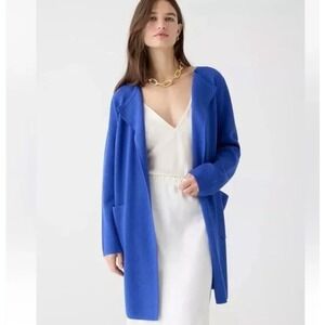 J. Crew Juliette Collarless Sweater-Blazer Open Front Long Sleeve Cobalt Blue XS